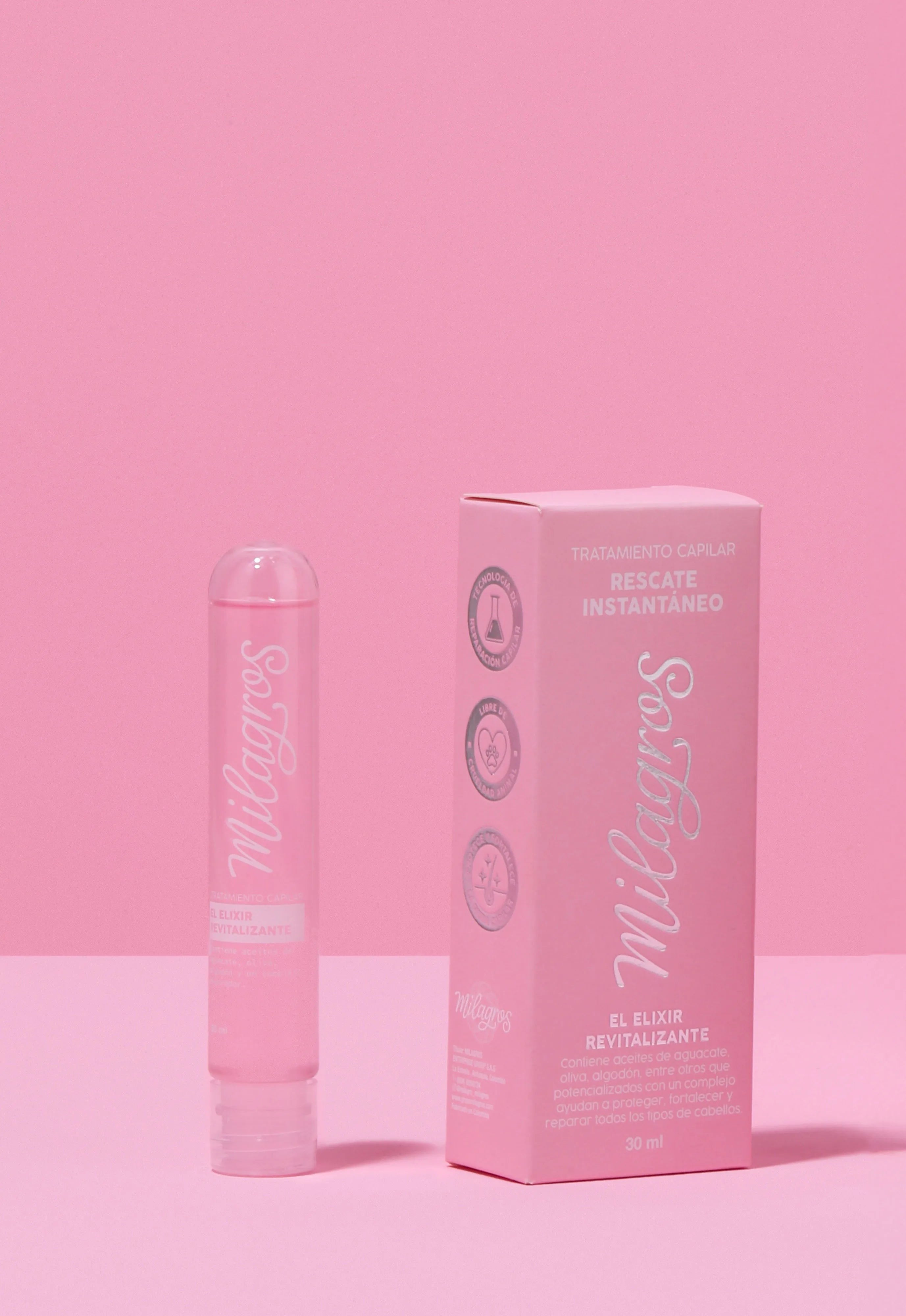 Tratamiento capilar Rescate Instantáneo, "el Elixir revitalizante", un producto para el cuidado del cabello de Milagros