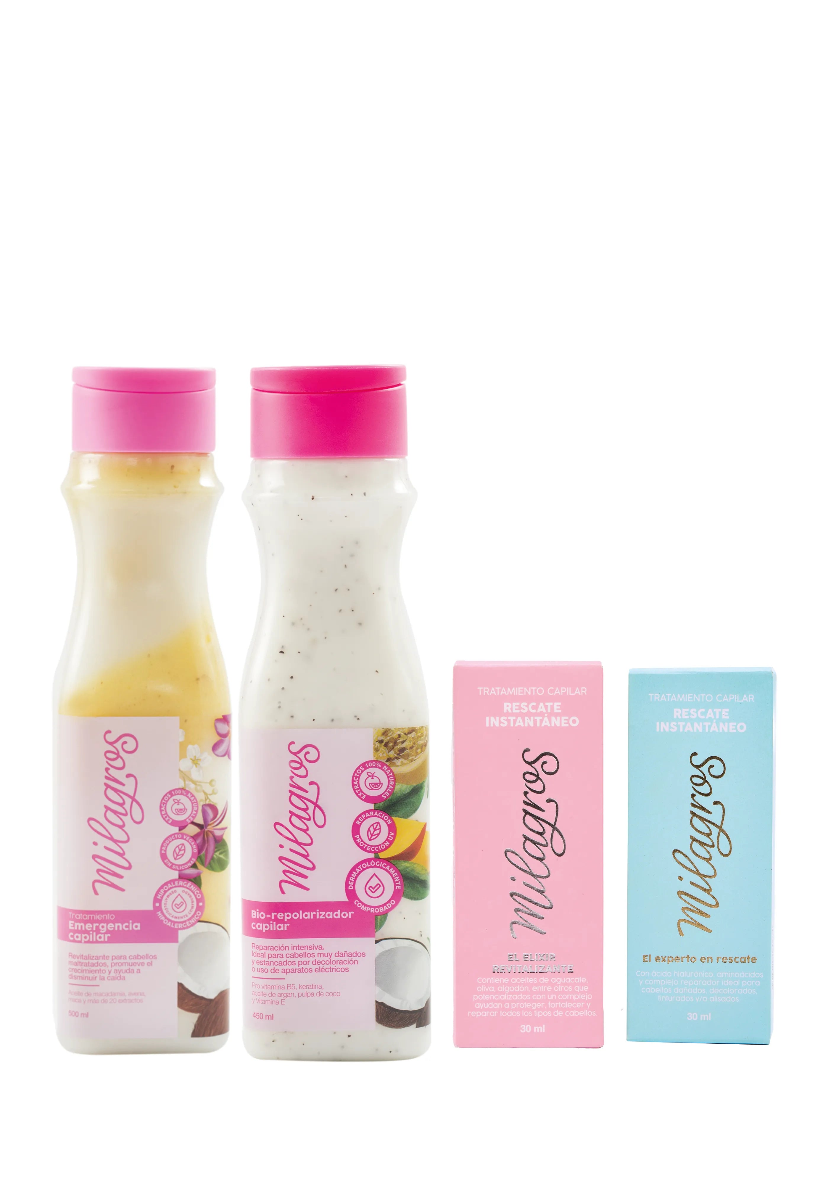 Productos capilares que devuelven brillo y suavidad. Perfecto para cabellos que han sufrido decoloración o uso excesivo de calor