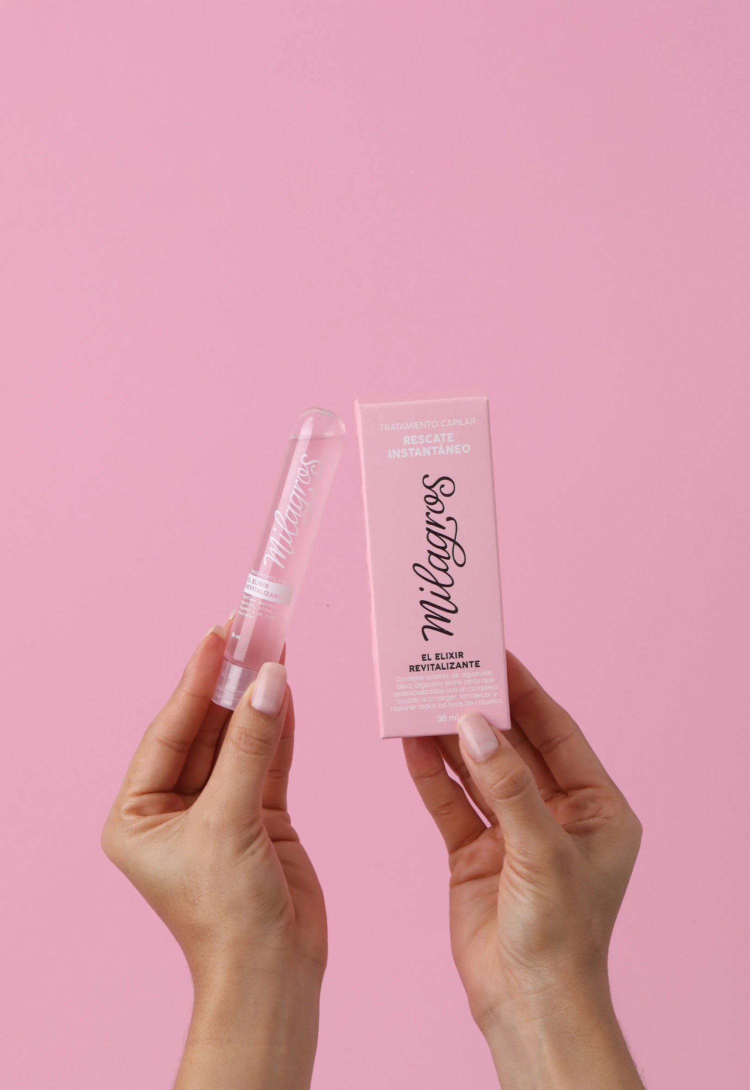 Tratamiento capilar Rescate Instantáneo, "el Elixir revitalizante", un producto para el cuidado del cabello de Milagros