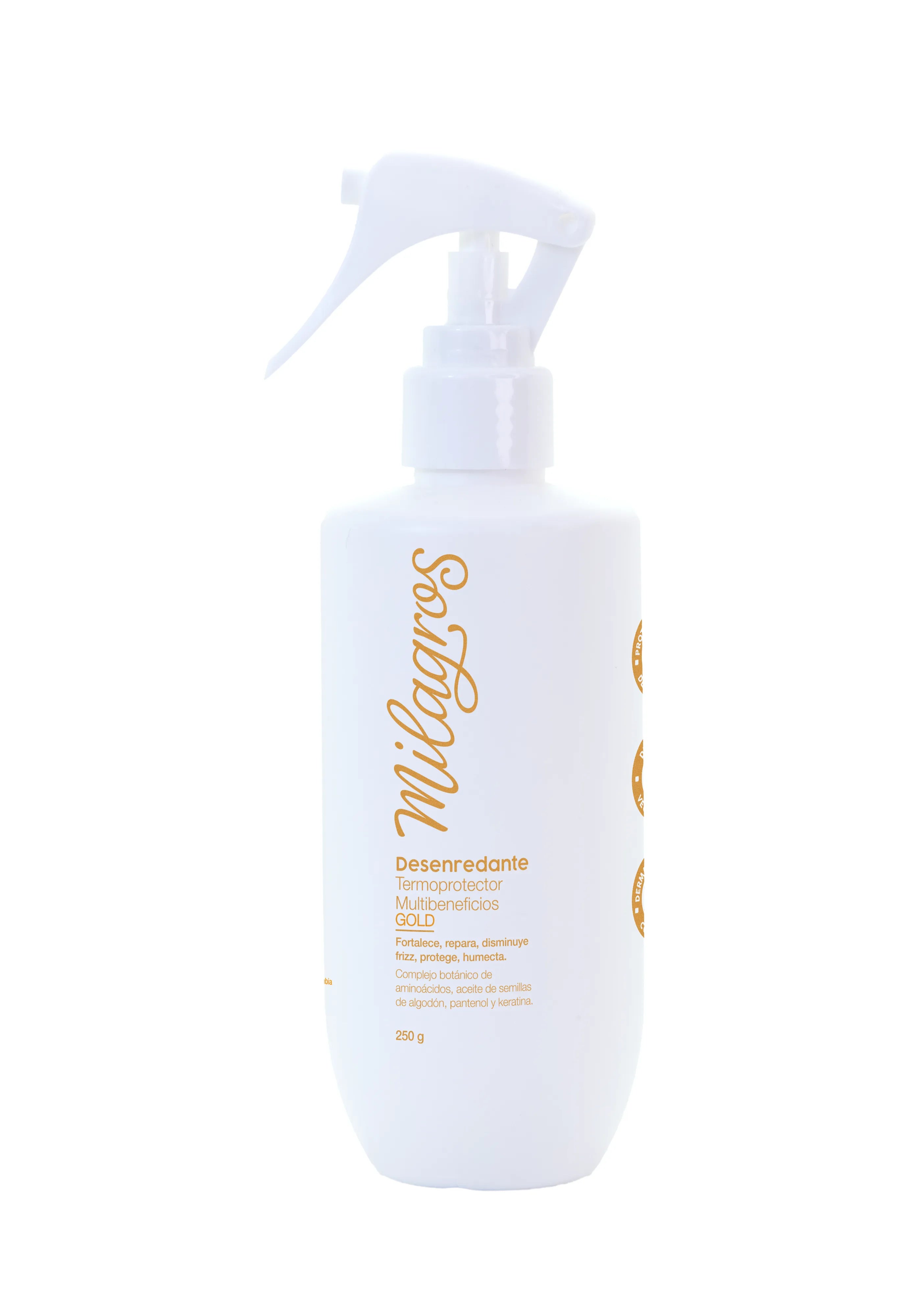 Desenredante termoprotector gold con complejo de aminoácidos,aceite de semilla de algodon y keratina