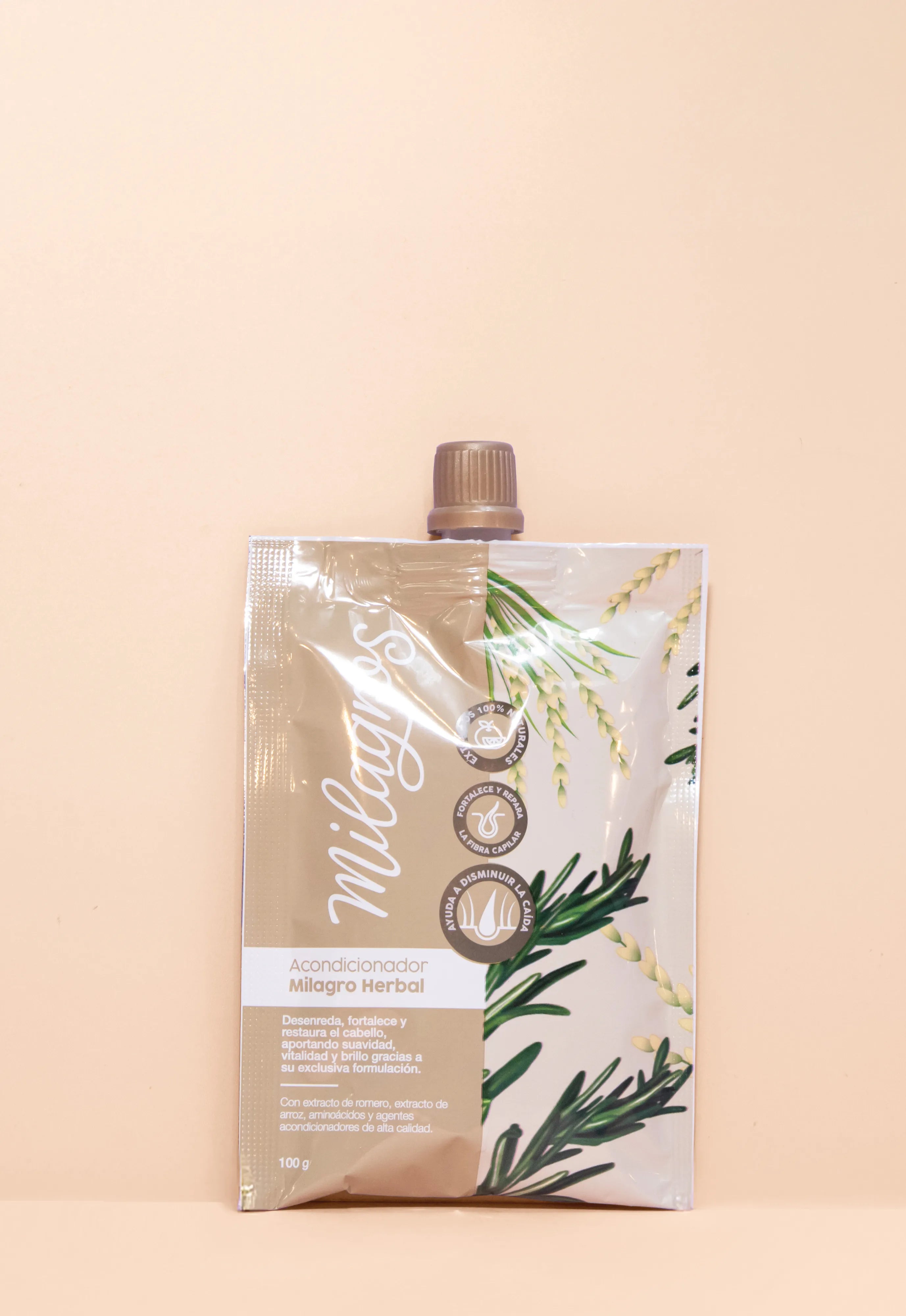 Doypack acondicionador para el cabello con extracto de arroz, aminoácidos y extracto de romero