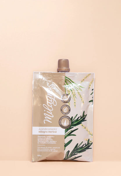 Doypack acondicionador para el cabello con extracto de arroz, aminoácidos y extracto de romero