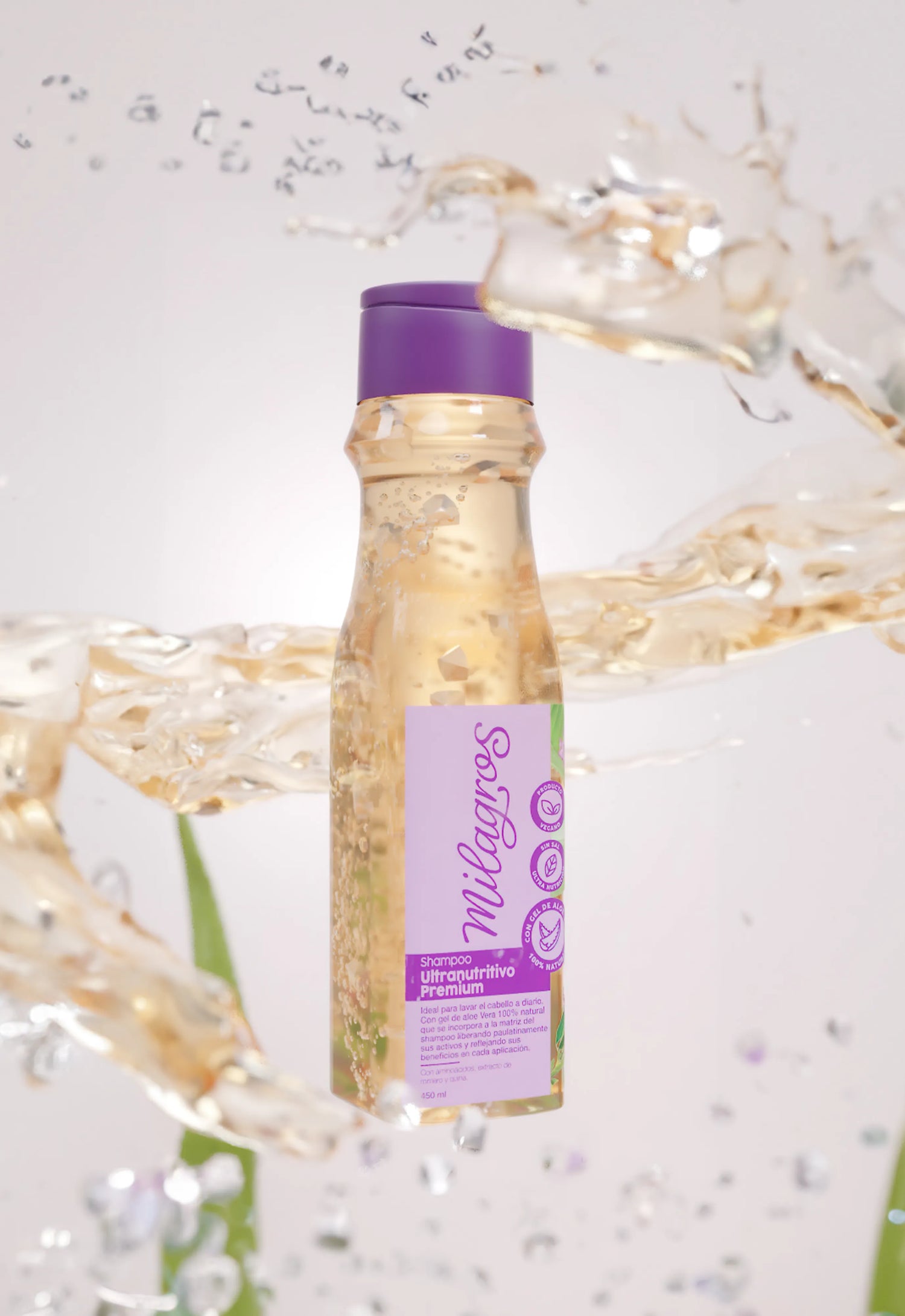 Shampoo Ultra Nutritivo Premium de Milagros, con cristales de aloe vera 100% natural, extracto de romero, quina y aminoácidos