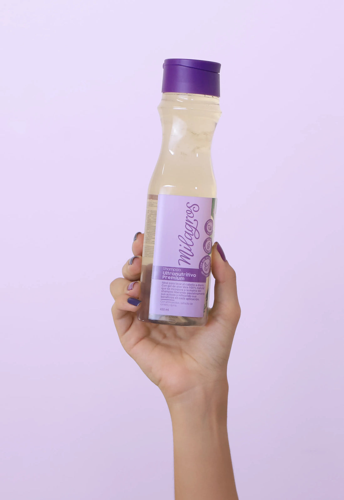 Shampoo Ultra Nutritivo Premium de Milagros, con cristales de aloe vera 100% natural, extracto de romero, quina y aminoácidos